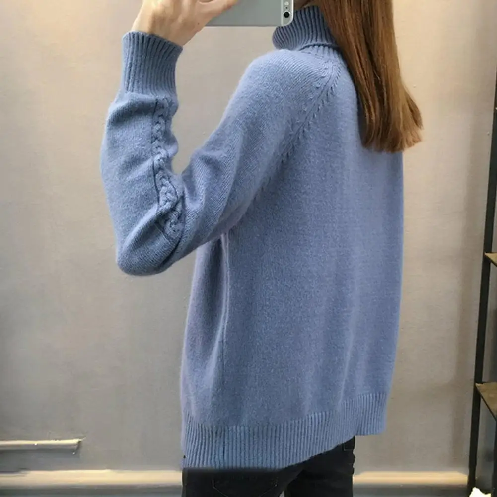 

Women Sweater Knitted Sweater Cozy Women's High Collar Knit Sweater Thick Soft Stylish Winter Pullover for Neck Protection