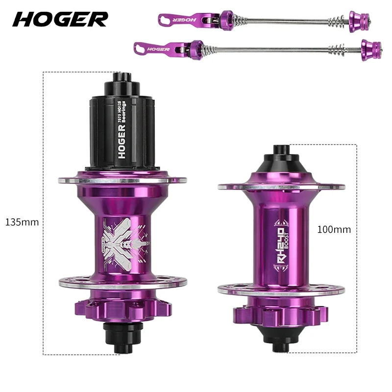 Mountain bicycle hubs HOGER MTB HUB Front Rear 32 36 Holes QR Thru-axle Exchange HG Mountain Bike Disc Brake Bicycle Hub 7-12S 120 Click Hub 6 Bearing