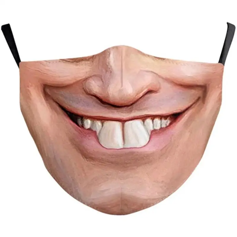 Adults Comical Printed Cotton Blend Face Masks - Fashionable Facial Expressions