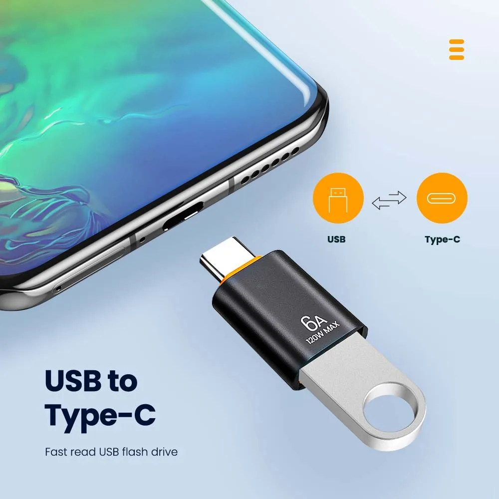 Olaf USB A to USB C OTG 어댑터, C타입 to USB 변환기, USB 3.0 어댑터, 샤오미 12 맥북용, USB to C타입 OTG 커넥터, 10A