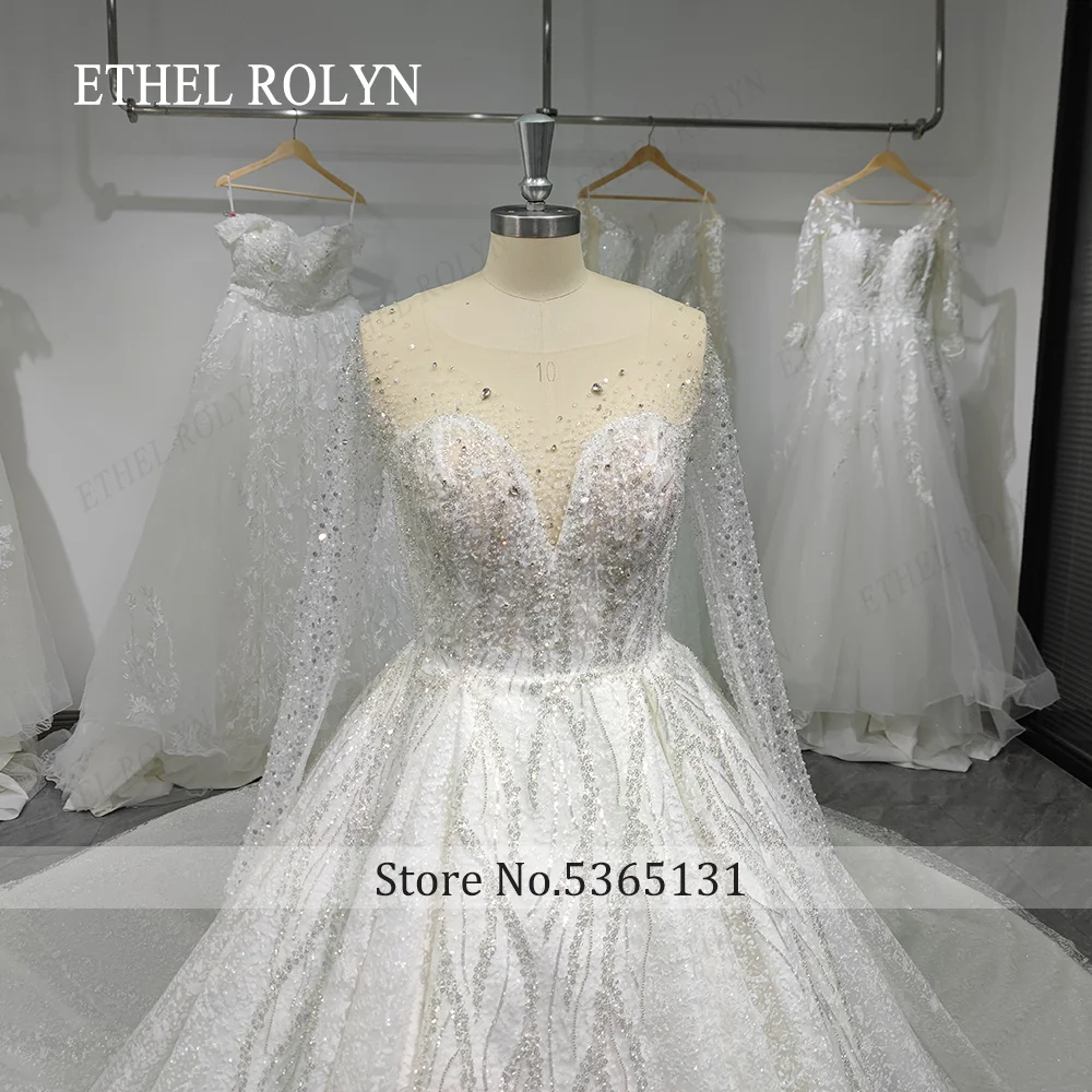 ETHEL ROLYN Luxury Wedding Dress For Women New Glitter Long Sleeve Princess sweetheart Backless Bridal Gown Vestidos De Novia