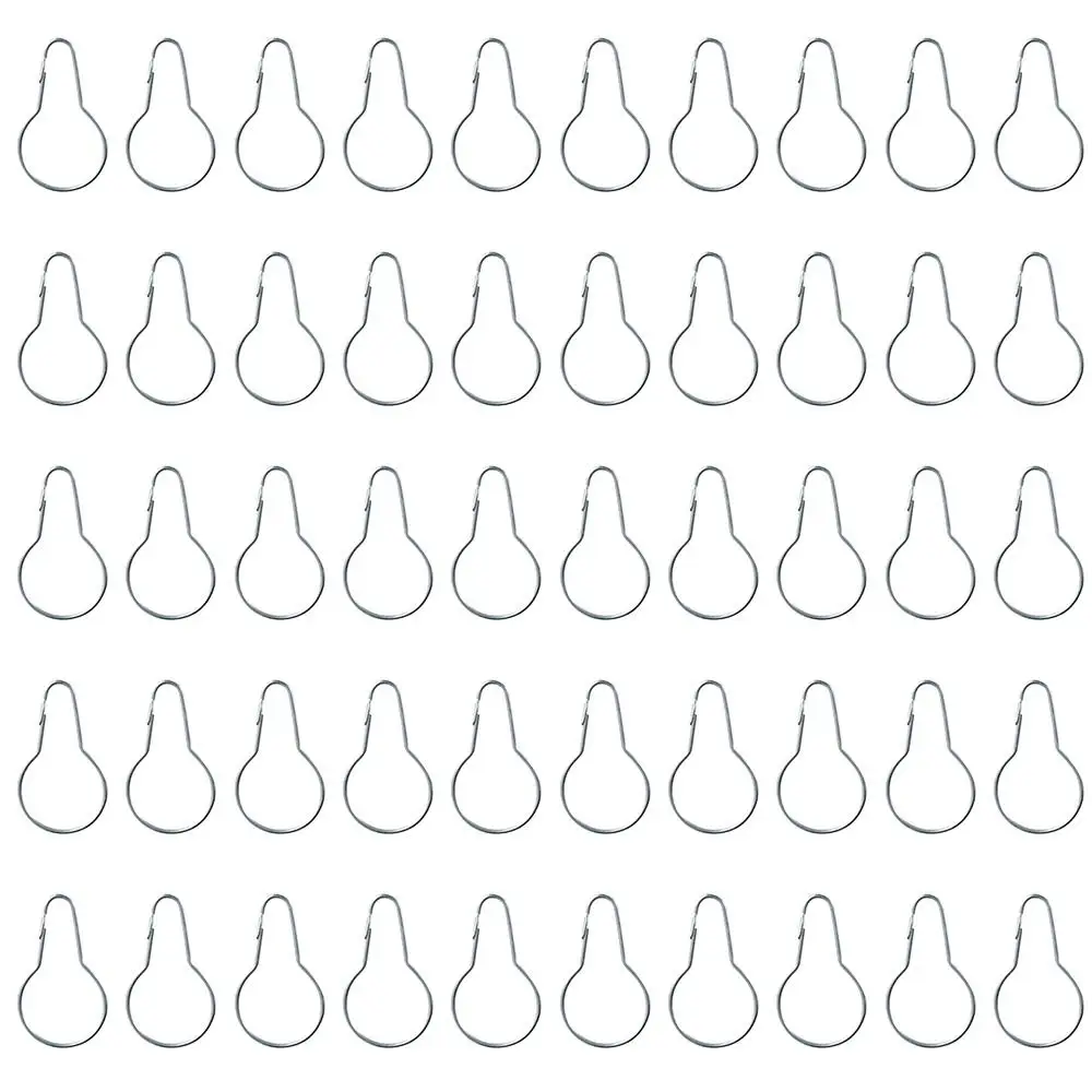 

50pcs Stainless Steel Shower Curtain Rings Hooks Reusable 2.67*1.49 Inch Silver Household Clasps Gourd Buckle Kitchen