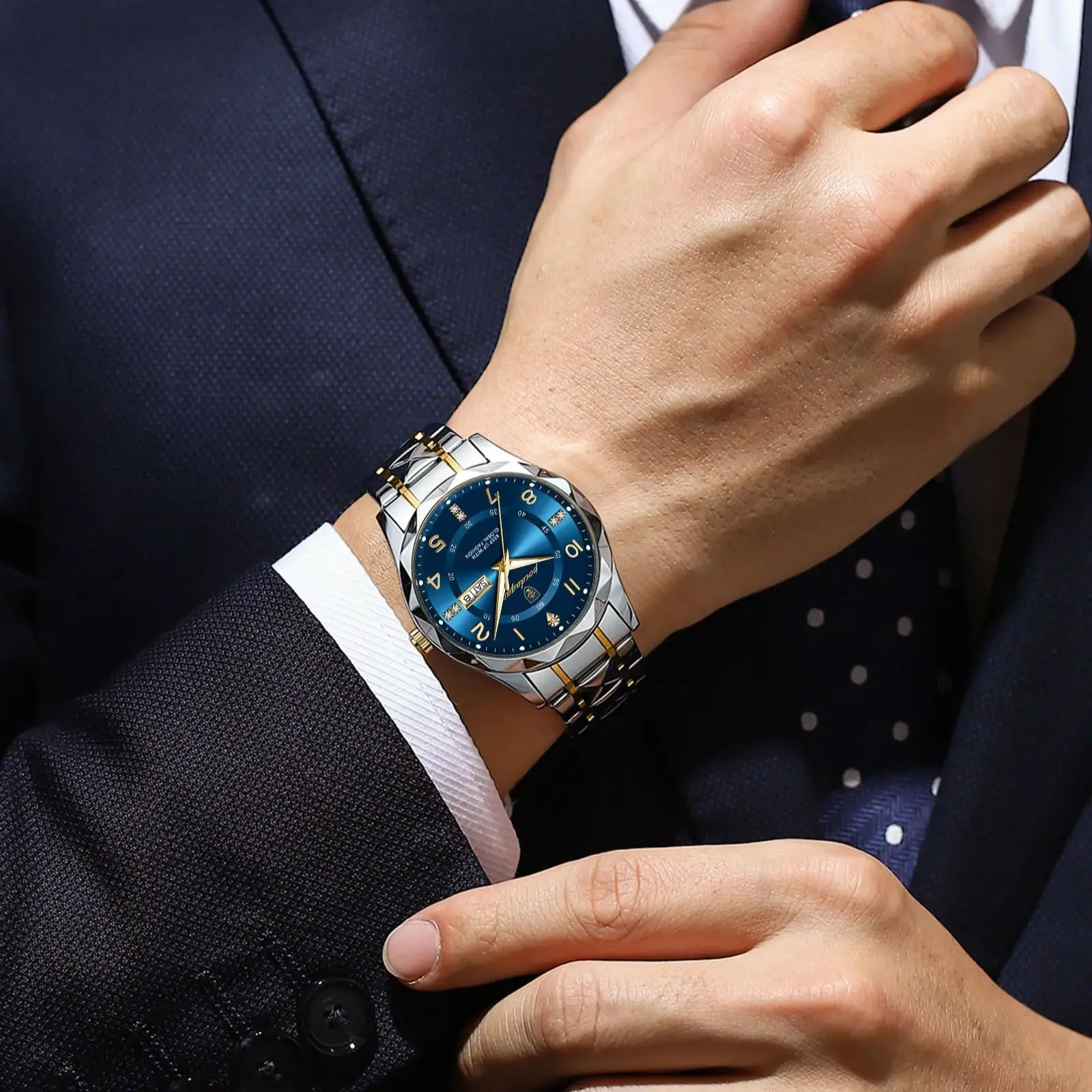 POEDAGAR luksusowy męski zegarek kwarcowy wodoodporny randkowy zegarek luminescencyjny zegarki męskie ze stali nierdzewnej męski zegar sportowy Reloj