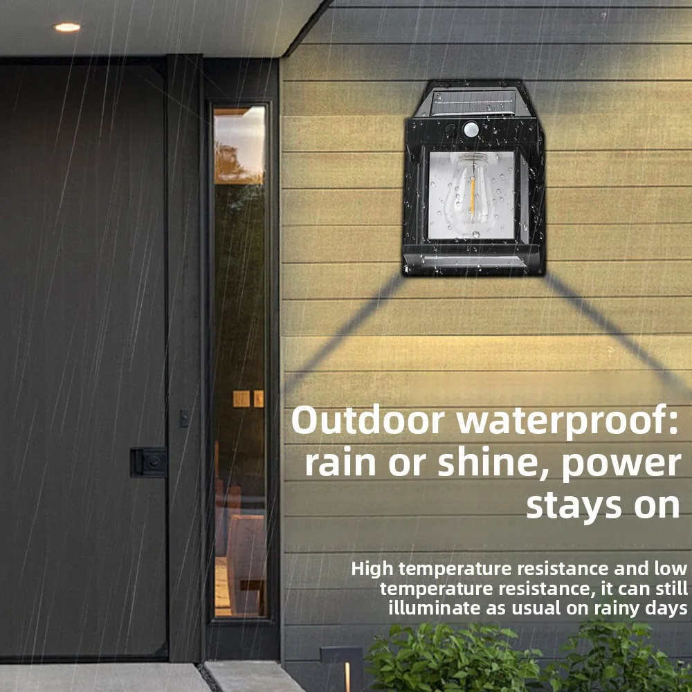 Solar-Powered Waterproof LED Wall Light with Sensor