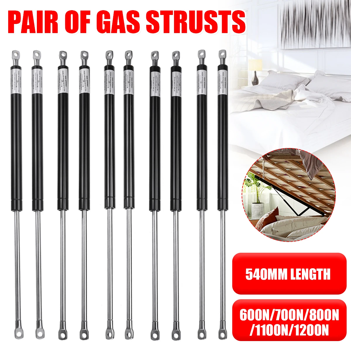 2pcs 540mm 600N/700N/800N/1100N/1200N Car Gas Strut Bars Gas Spring