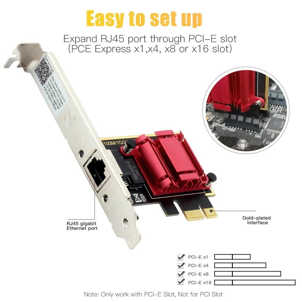 2500Mbps PCI-E-RJ45 네트워크 카드 RTL8125B 칩 Win7/8/10/11 용 100/1000Mbps 2.5Gbps 이더넷 유선 LAN 컨트롤러 어댑터