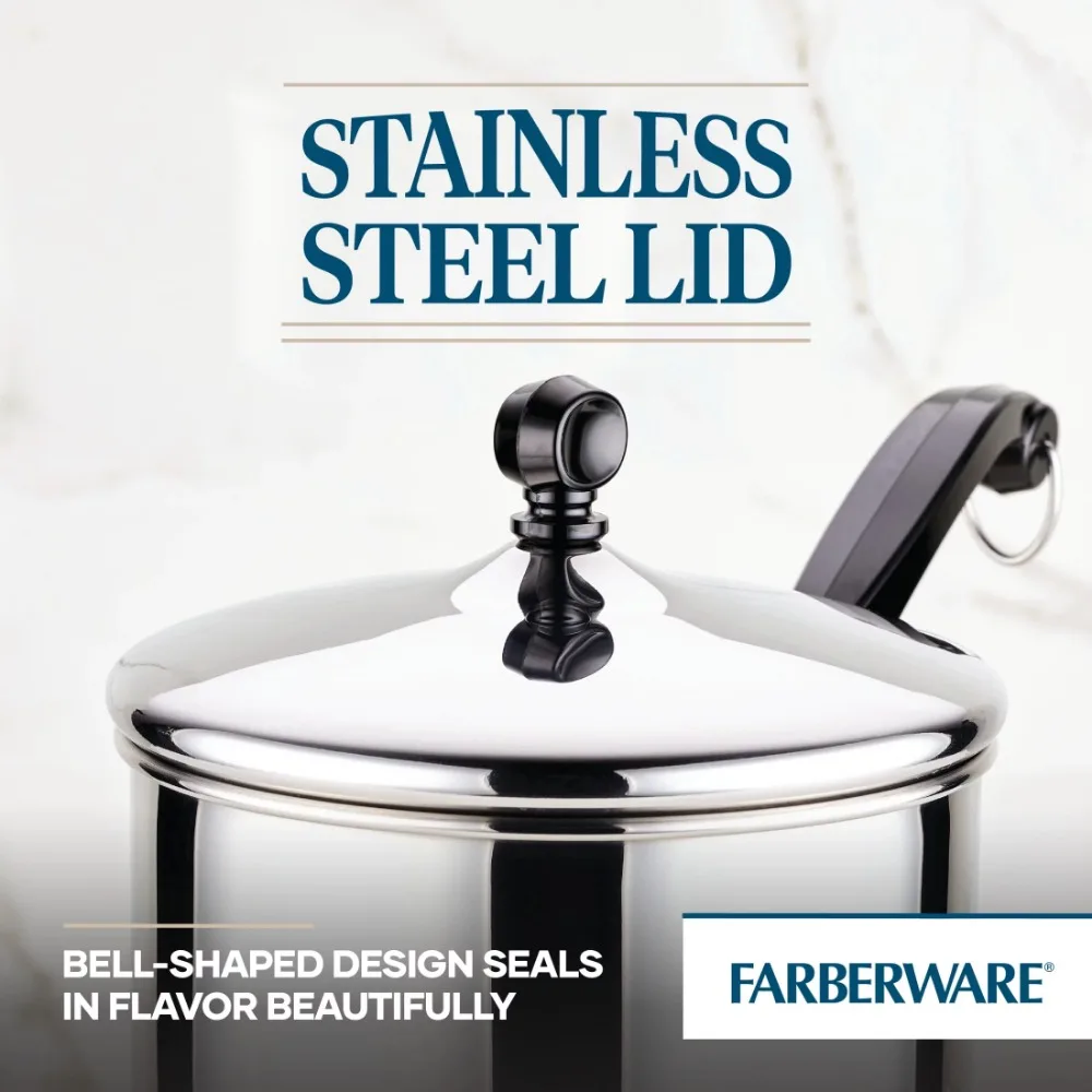 Farberware 1-Quart Classic Series Stainless Steel Saucepan with Lid, Silver  