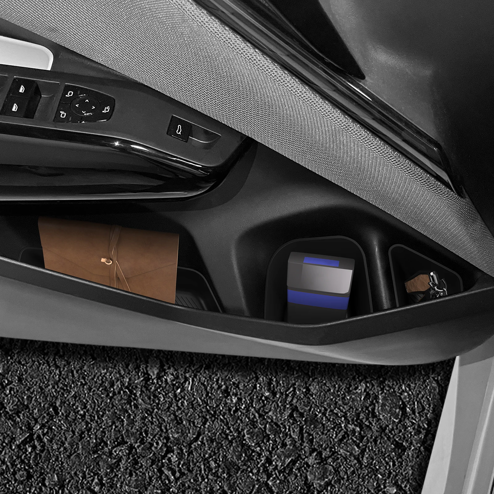 Für BMW X3 2025 Auto Vordertürgriff Aufbewahrungsbox Rillenfach Organizer TPE Auto-Innenausstattung 6 Stück Schwarz – Detail 6