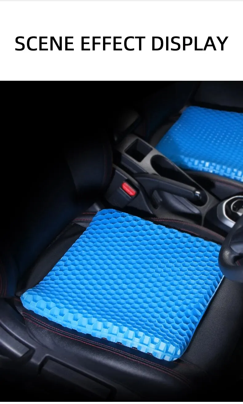 Gel-Sitzkissen, Sommer, atmungsaktiv, Wabendesign zur Druckentlastung, Rücken- und Steißbeinschmerzen, für Zuhause, Büro, Rollstuhl, Autos – Detail 9