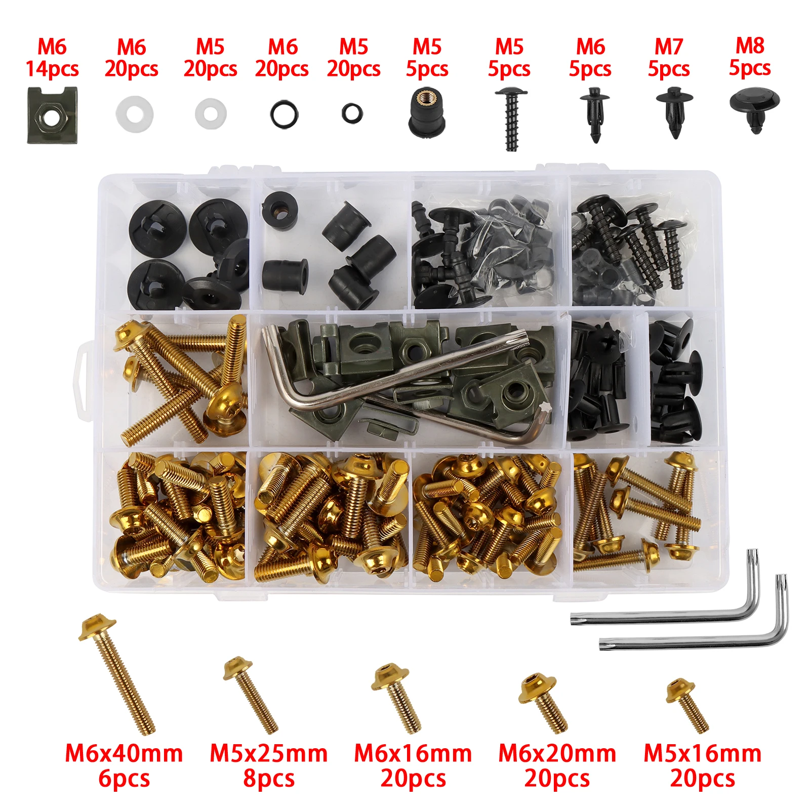 195PCS M5 M6 Motorcycle Full Fairing Bolts Kit Bodywork Screws Torx Screw For BMW Kawasaki Honda Yamaha SUZUKI GSXR 600 750 1000 images - 6