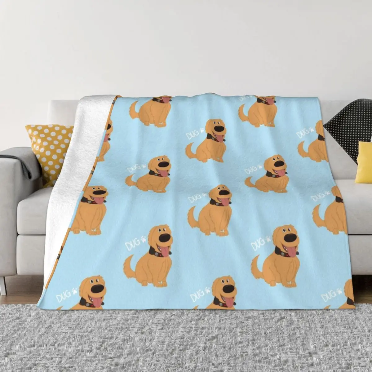 

Dug the Dog WITH TEXT Throw Blanket wednesday Luxury Designer Blanket