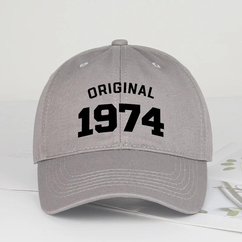 오리지널 1974 프린트 야구 모자 가볍고 통기성이 좋으며 조절 가능한 미니멀리스트 스타일 남녀공용 캐주얼 외출 50번째 생일 선물