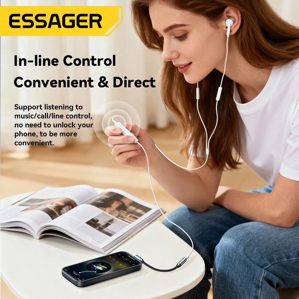 Versatile L-Shape Type-C to 3.5mm Audio Cable Adapter