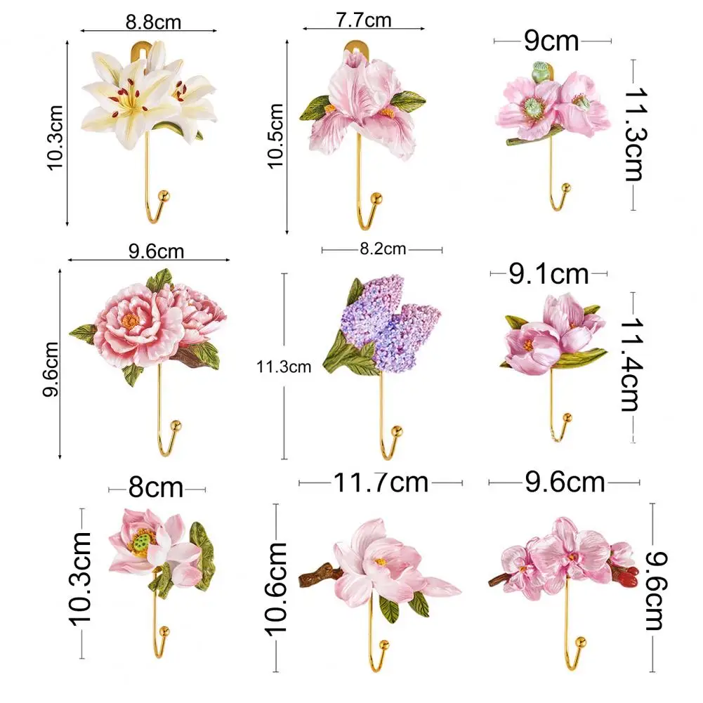 Clothes Hook Wall-mounted Non-slip Towel Hanger Resin Creative Rose Flower Design Key Hook For Hallway 6