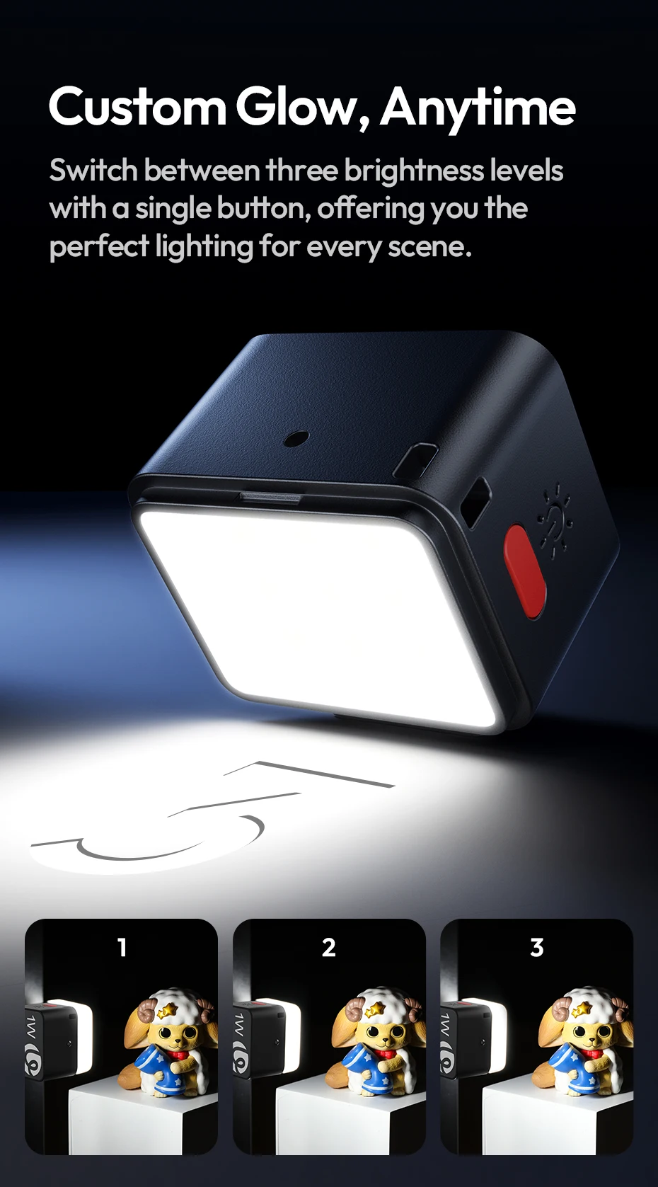 Cube Light Fill Light Video Light for Smartphone Camera for DJI Osmo Action 5/4/