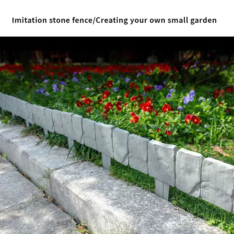 10pcs Imitation stone fence, garden simulation guardrail, plastic splicing fence, garden grassland fence, outdoor lawn supplies
