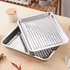 Stainless Steel Food Storage Tray Shallow Drain Trays Vegetable Fruit Dumpling Storage Plate Oil Filter Pan Kitchen Accessories 5