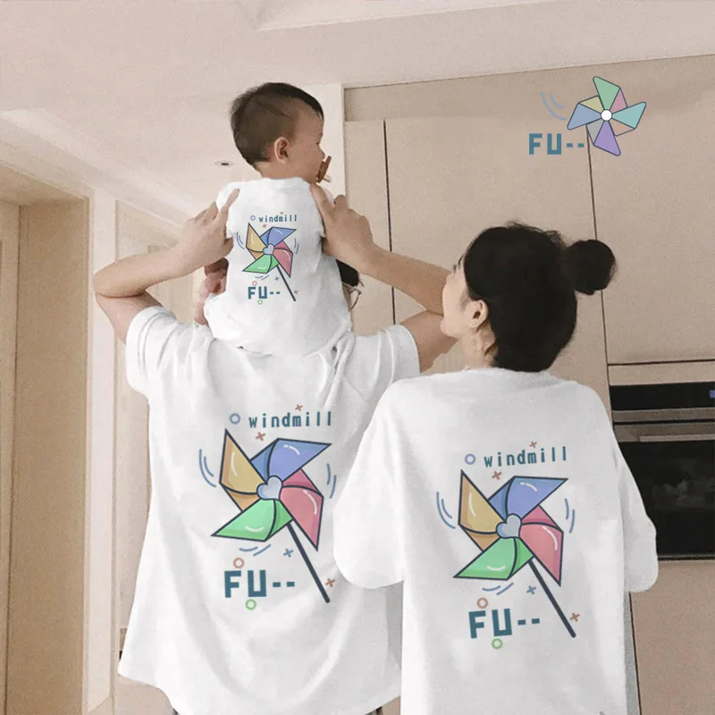 

1Piece Summer 2024 Mom Dad Cotton Short Sleeve T Shirts Family Matching Outfits Daddy Mommy And Daughter Son Matching Clothes