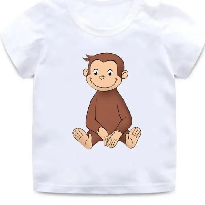 Kids T Shirts Summer Baby Boys Girls Curious George Cartoon Print Funny Monkey Tops Clothes