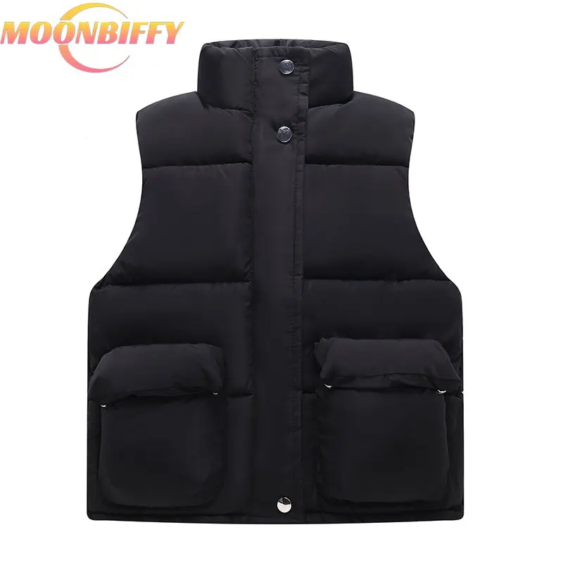 

Solid Winter Warm Sleeveless Jacket for Children Jacket Thicken Down Vest for Boys Girls Kids Waistcoat Teenagers Clothes 3-9T