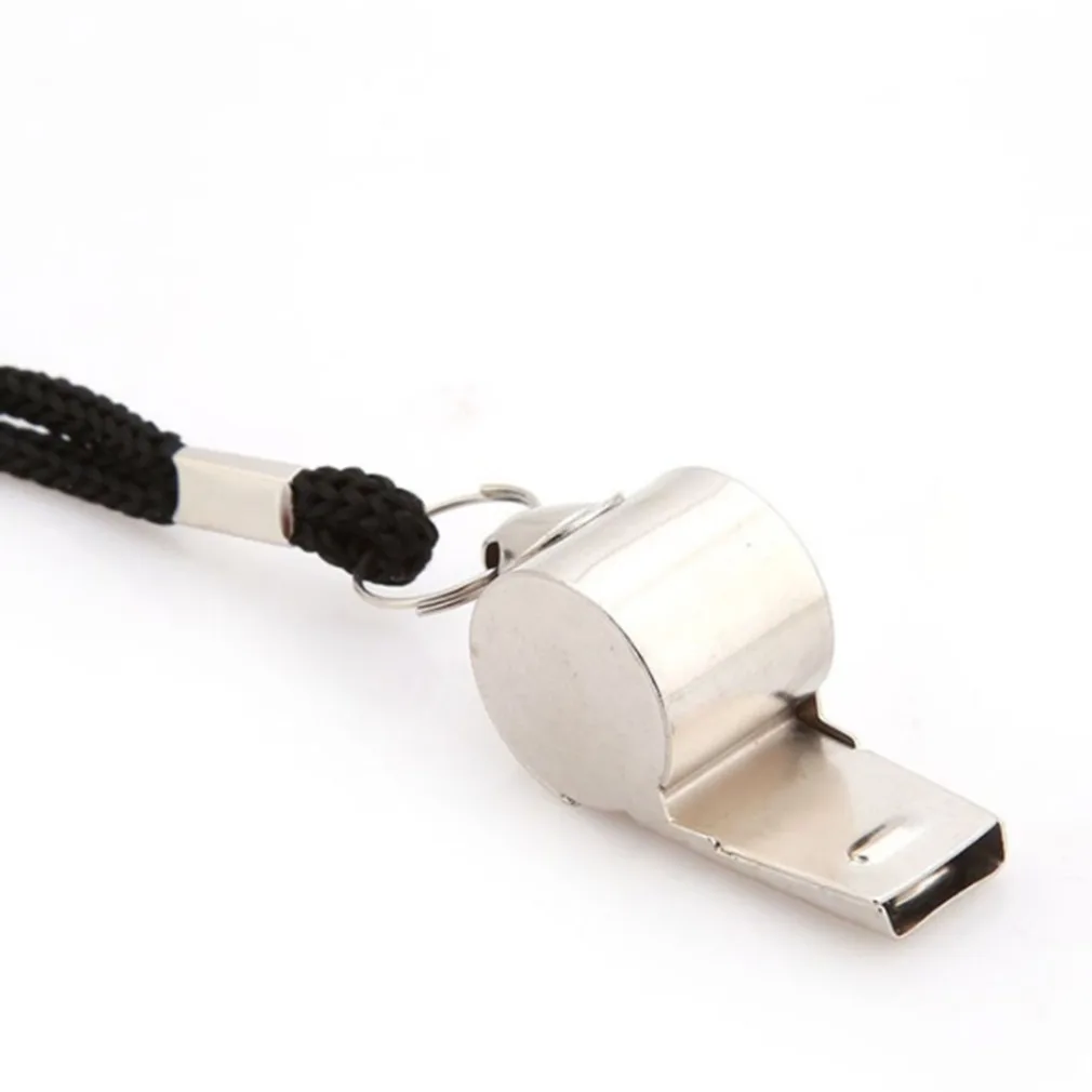 Referee Sport Rugby Stainless Steel Metal Whistle with Rope