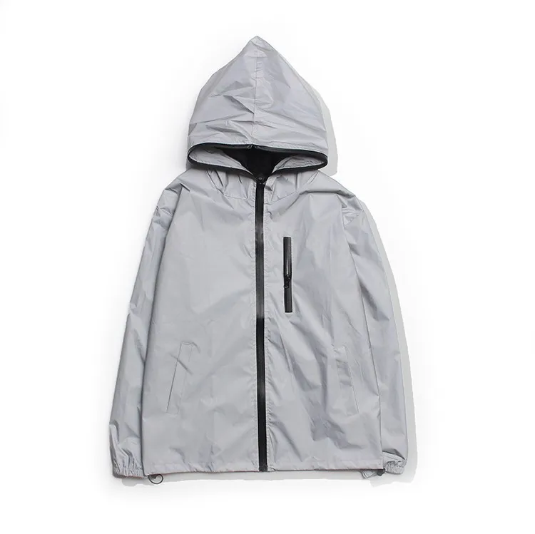 New Men Leopard zebra reflective Night shining Hooded Windbreaker Jacket hip hop Streetwear harajuku Men waterproof Hoodie Coats