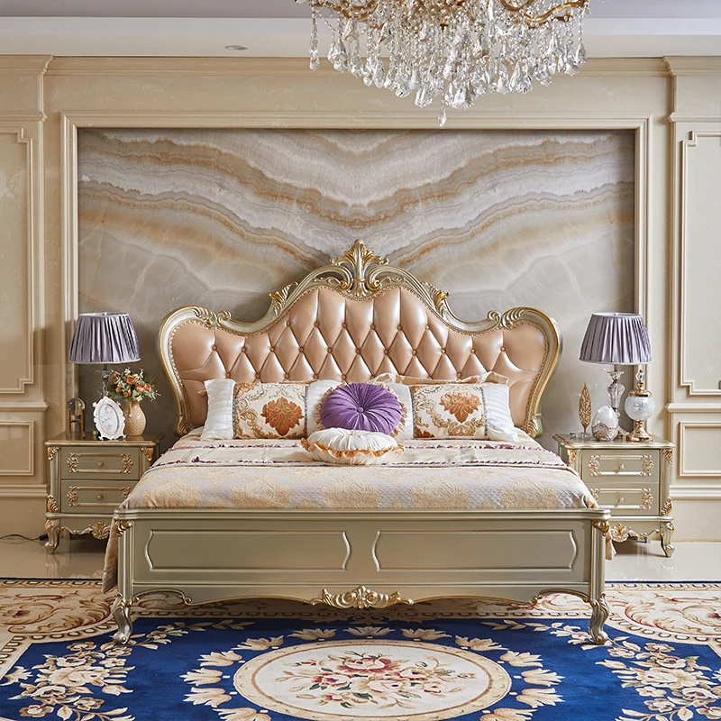 

European Castle Girl Double Bed Designer Luxury Leather Full Size Queen Twin Bed Kids Girl Storage Cama Casal Bedroom Furniture