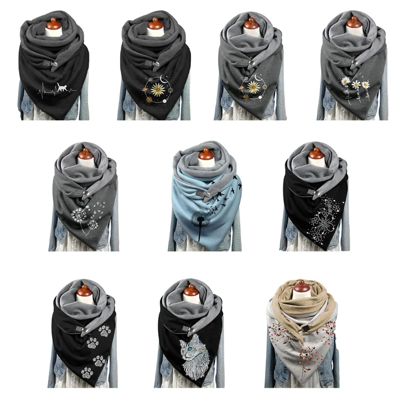 Womens Scarves Blanket Scarf for Mother Winter Travel Chunky Warm Wrap Button Soft Shawl Scarves Cold Weather Supplies
