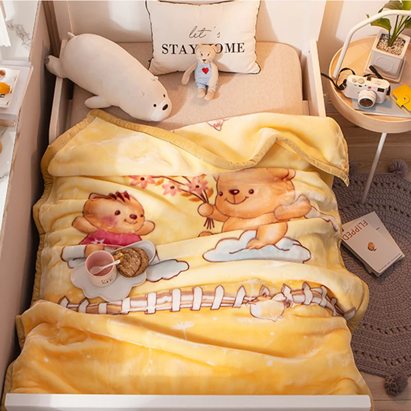 

Children Baby Blanket Small Quilt Double Layer Thickened Coral Velvet Blanket Fall Winter Newborn Baby Kindergarten Nap Blanket