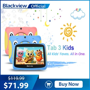 Детский планшет Blackview Tab3, 7 дюймов, HD дисплей, 2 Гб ОЗУ 32 Гб ПЗУ, Android 13, планшетный ПК, четырехъядерный, Wi-Fi для обучения