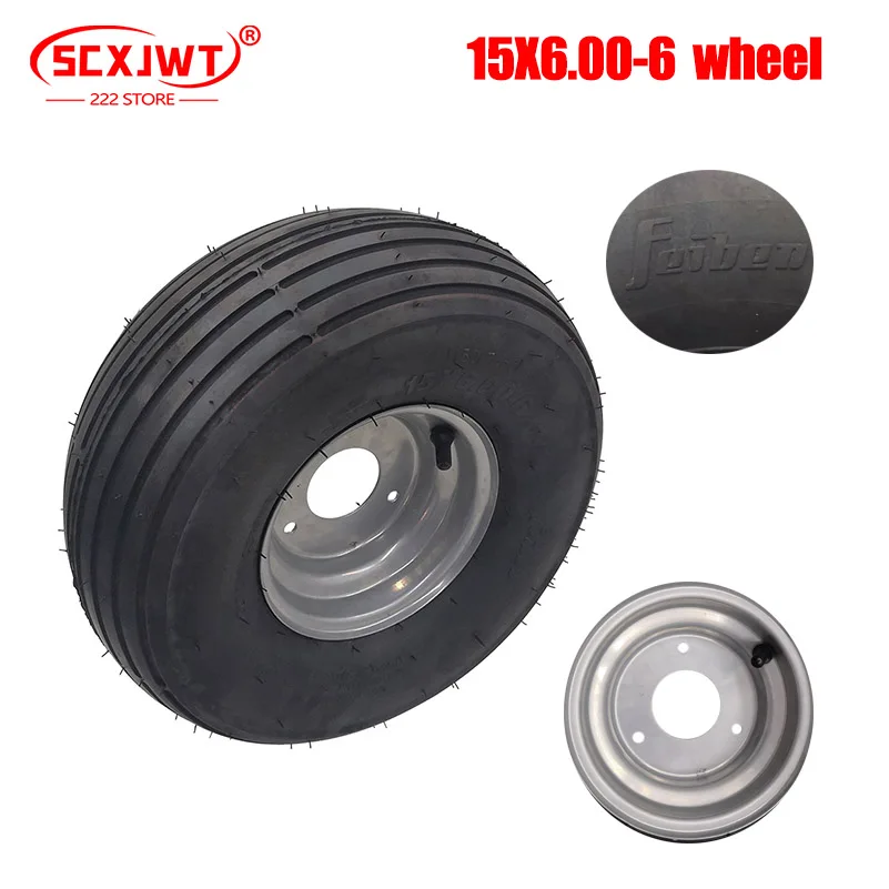 

for Tire Size 15x6.00-6 Inch Bearing Wheel Bore 25mm Lawn Mower Baler Machinery Trailer Load Accessories