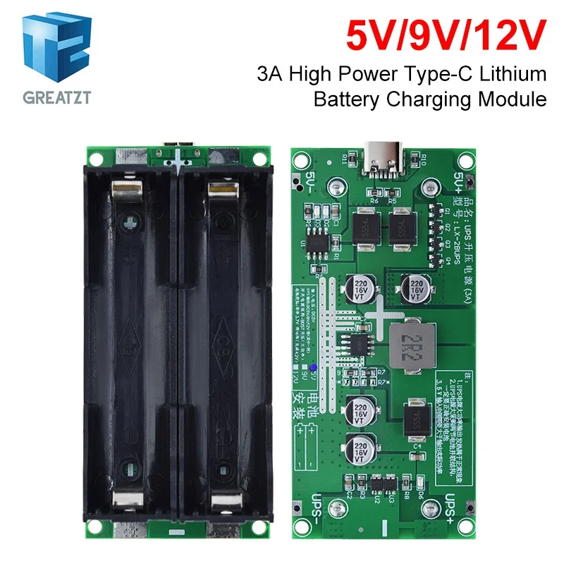 Type C 15W 3A 18650 Lithium Battery Charger Module DC DC Step Up