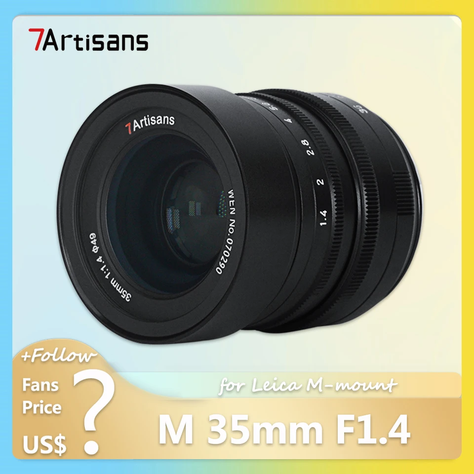

7artisans M 35mm F1.4 MF Full Frame Prime Lens for Humanities Photography with Leica M Mount M2 M3 M5 M6 M7 M8 M9 SL TL TL2 CL