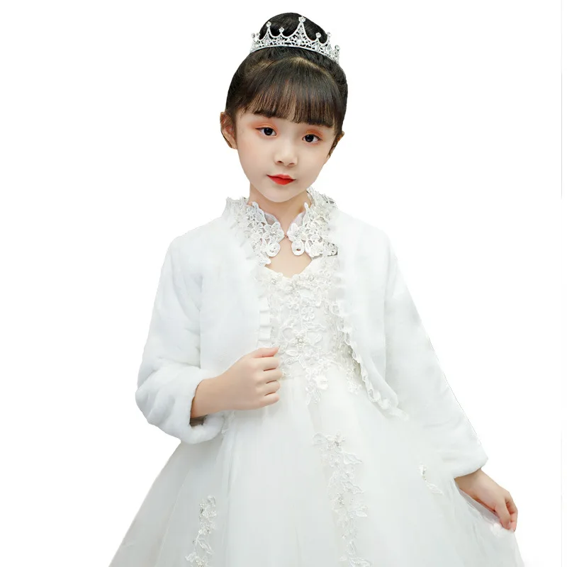Faux Fur Bolero Kids Flower Girl Wrap Winter Coat Special Occasion