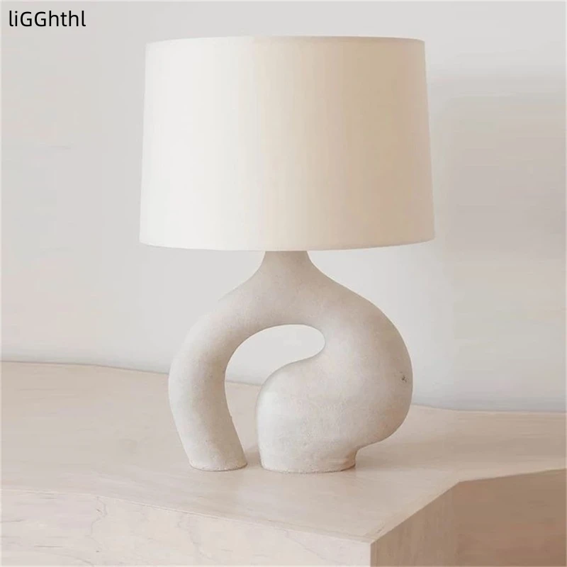 

White Creative Table Desk Lamp Contemporary Resin LED Light for Home Living Bed Room Decoration