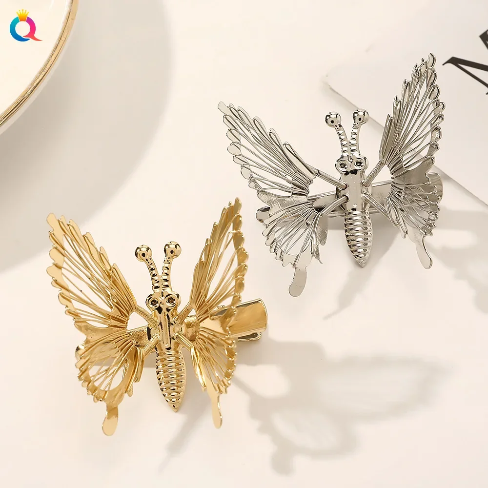 

Korean Fashion Women's Moving Butterfly Hairpin Super Immortal 3D Girls' Alloy Retro Duck Mouth Hairpin Accessories2023