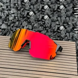 Men's Stylish Black Frame Glasses with Bold Yellow - Orange Lenses (Red)