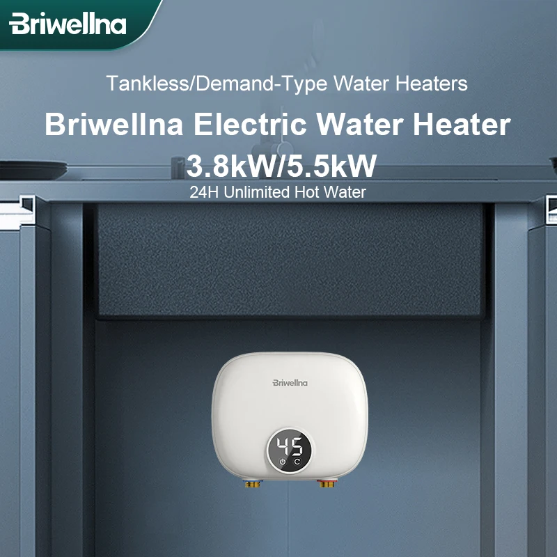 Briwellna Streamline Tankless Electric Water Heater 110V/220V Under Sink Instant  Hot Water Oversink Instantaneous Water Heater
