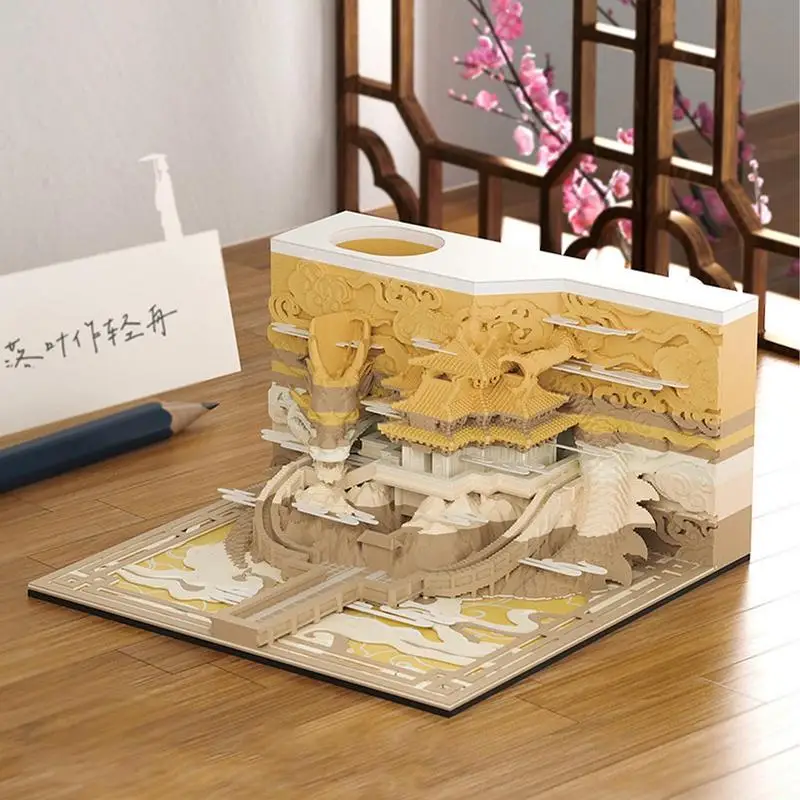 

DIY 3D Paper Carving L Note Paper Flying Dragon In The Calendar Convenience Stickers Brick Palace Museum Note Book Gift supplies