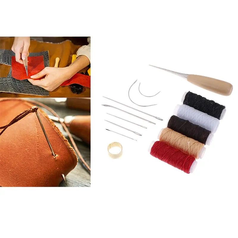 Leather Craft Tool Kit Leather Craft Tools 14Pcs Leather Craft Sewing Kit with Needles