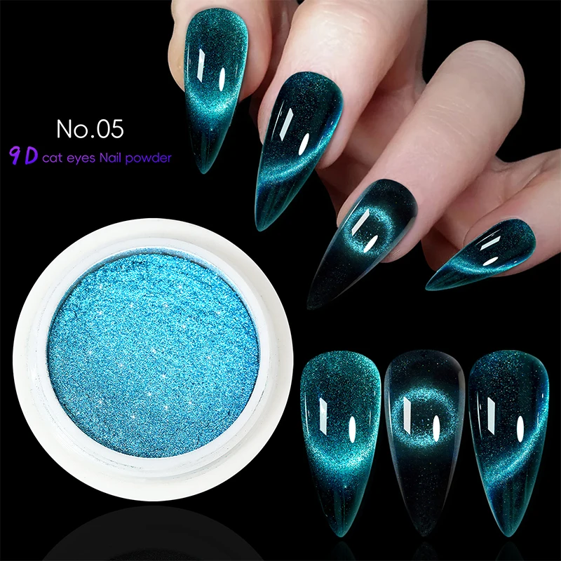 9D Katzenaugen-Magnet-Nagelpigmentpulver, starker Magnet, magischer Spiegelglitter, Maniküre-Dekorationsstaub für Nagelgel, matt – Detail 12