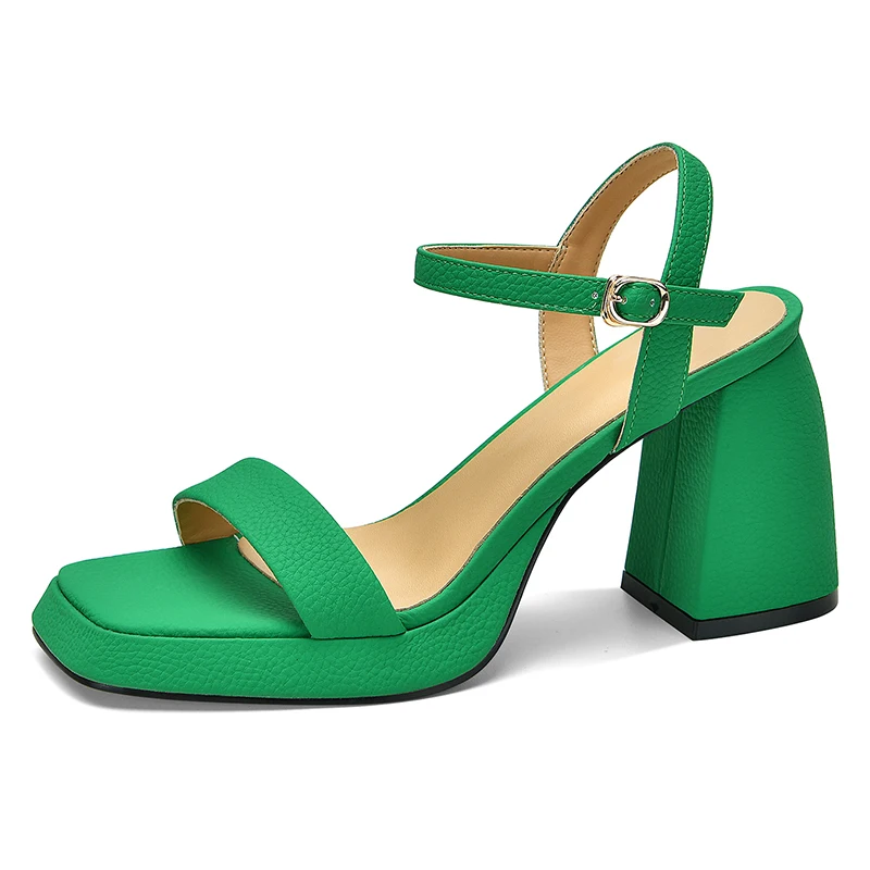 

Women's square toe exposed herringbone belt thickened waterproof platform thick heel sandals in summer