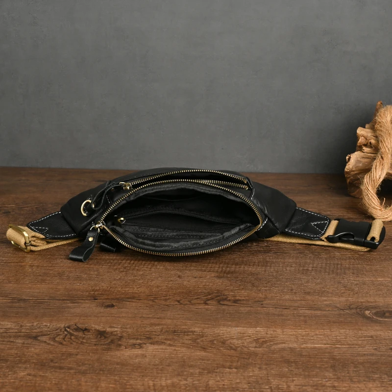 Fanny Waist Bag Men Genuine Leather Belt Bum Leg Hip Packs for Men Mini Multi Phone Box Wallet and Purse Outdoor Coin Card Pouch