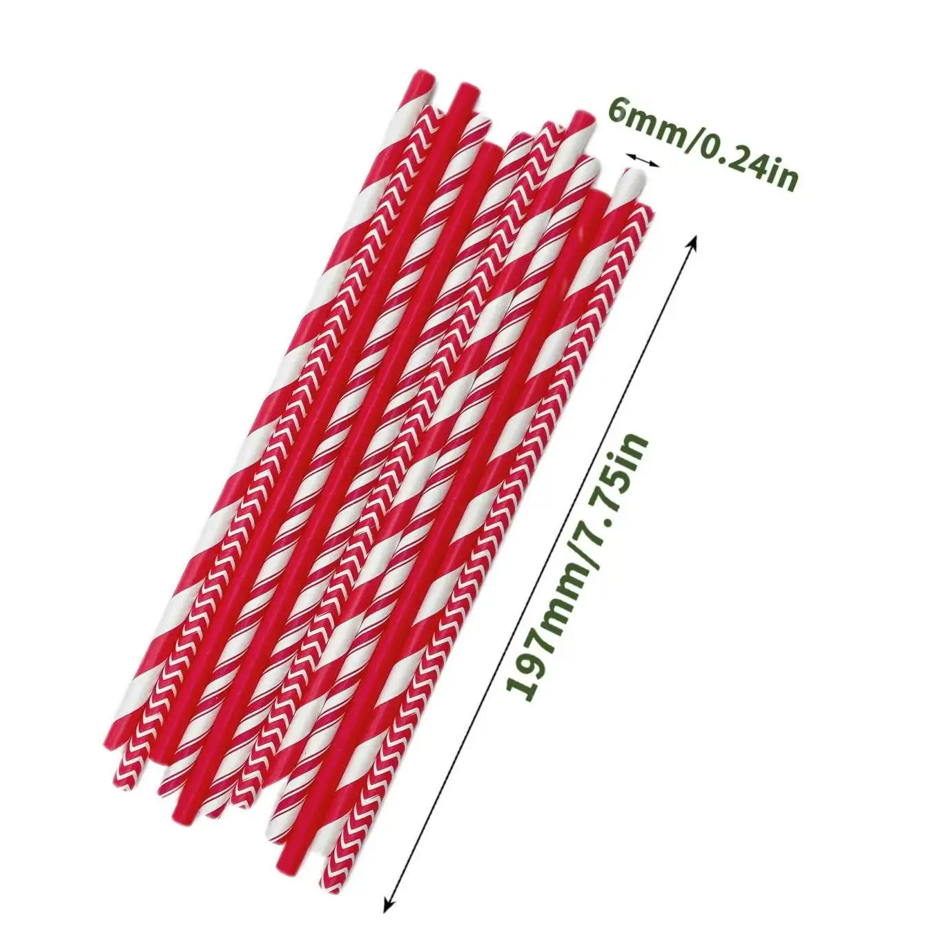 200pcs-disposable paper straws-6*197mm-available for Valentine's Day and New Year's Day-party decorations