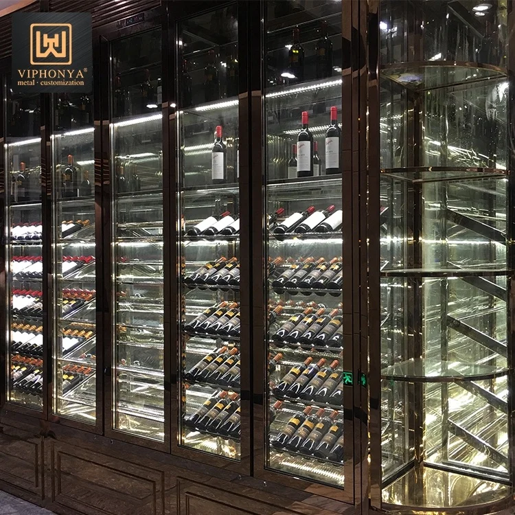 Sale The Best Luxury Commercial 304 Stainless Steel Wine Cabinet Glass Door Wine Cooler Cellar