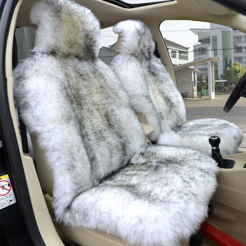 1pc Natural Fur Australian Sheepskin Car Seat Covers Universal 100% Front  Sheep Fur Seat Cover Interior Accessories Auto Cushion