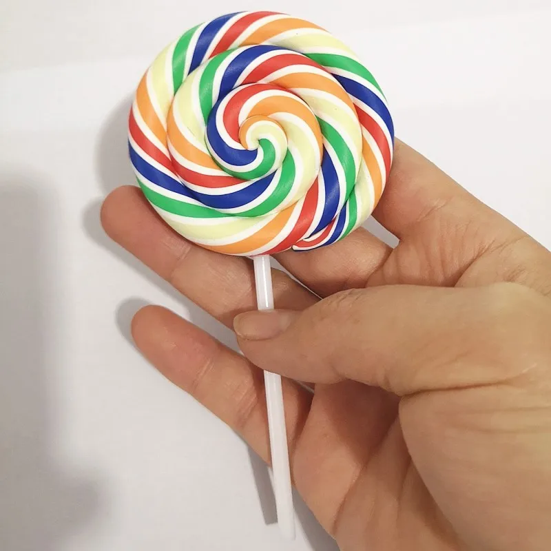 1/2PCS Big Simulate Clay Lolipop Cute Plasticine Candy Flat Back for Kids DIY Phone Decoration Desk Decoration  Fairy Garden