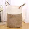New Home Products Cotton Rope Woven Dirty Cloth Basket Living Room Bedroom Handmade Fabric Storage Basket Toy Storage Bag 3