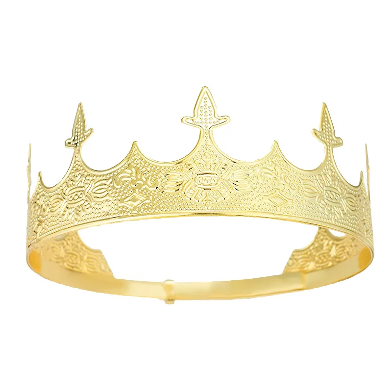 European and American men's king's crown headwear, crown prince retro palace performance props, beauty queen's birthday