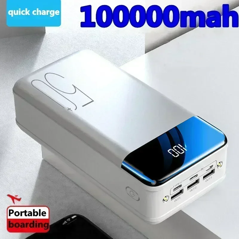 보조배터리 휴대용 고속 충전 보조베터리 3 USB PoverBank 외장 배터리 충전기, 휴대폰 태블릿용, 200000mAh, 2023 신제품